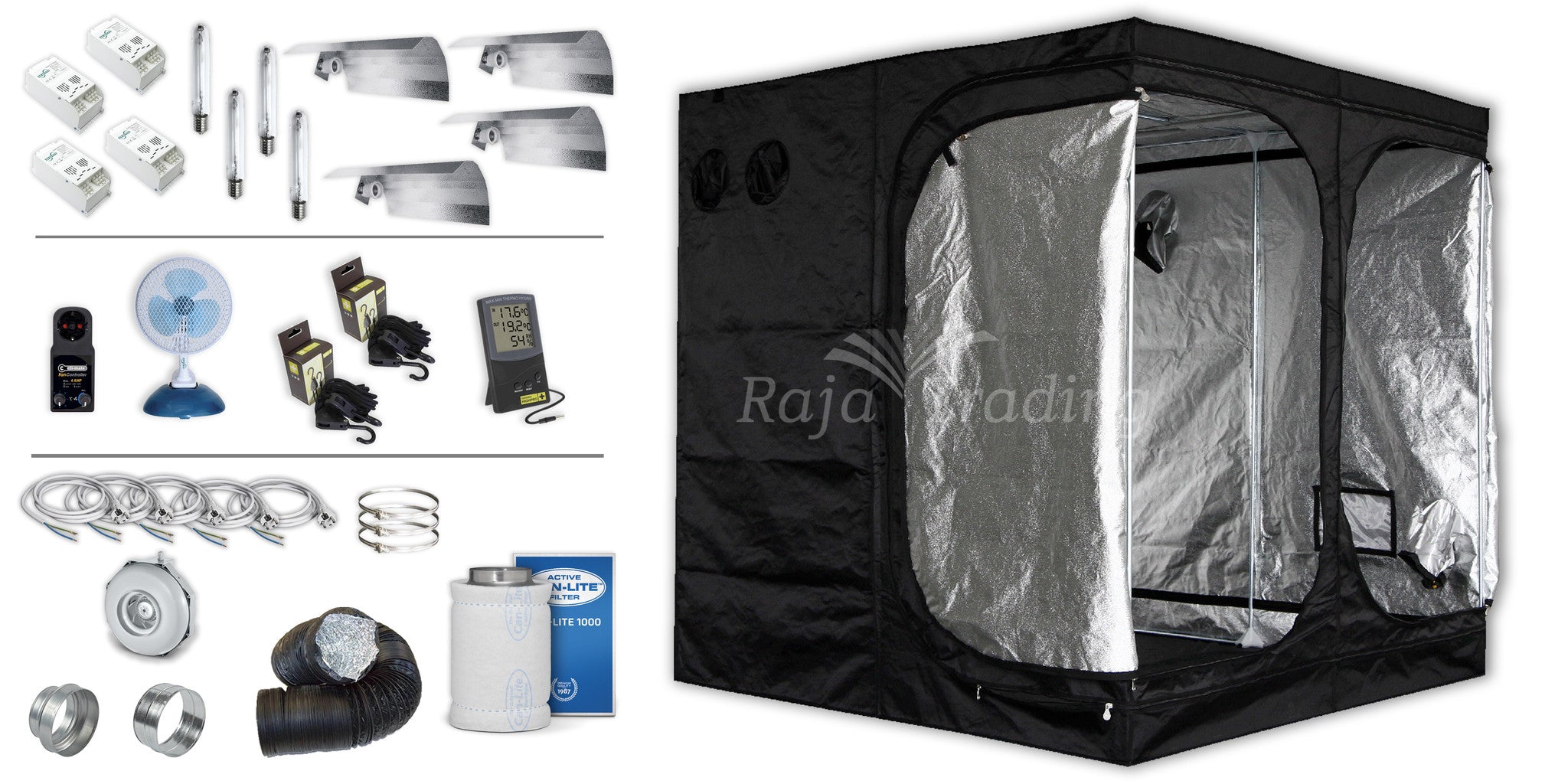 Mammoth Classic 200+ Growzelt Komplettes 4x400 Watt HPS-Set 200x200x200 cm