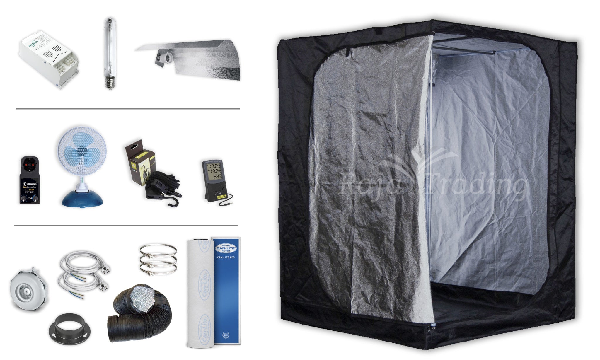 Mammoth Classic 150+ Growzelt, komplettes 600-Watt-HPS-Set, 150 x 150 x 200